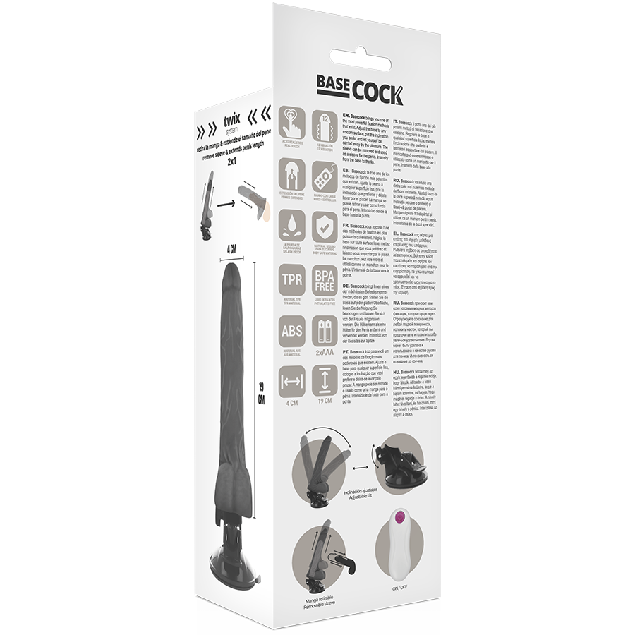 Basecock Realistic Vibrator Remote Control Flesh 19 Cm -O- 4 Cm