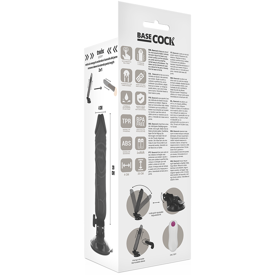 Basecock Realistic Vibrator Remote Control Flesh 20 Cm -O- 4 Cm
