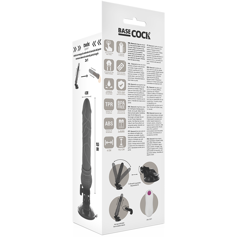 Basecock Realistic Vibrator Remote Control Flesh 19.5 Cm -O- 4 Cm