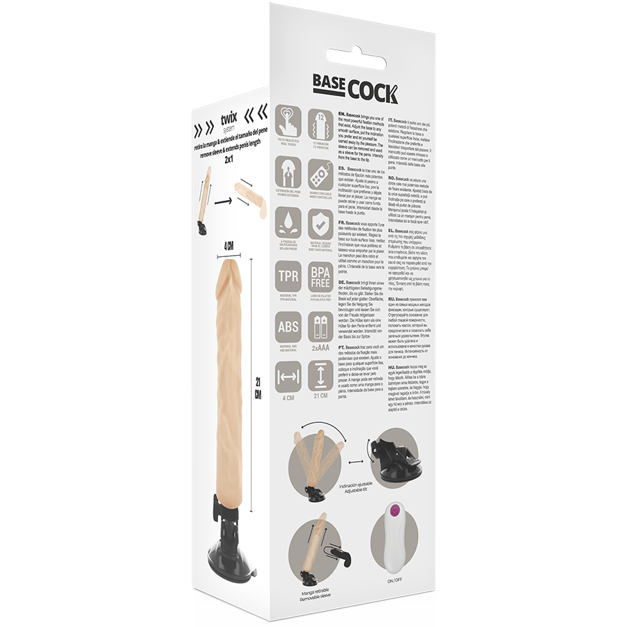 Basecock Realistic Vibrator Remote Control Flesh 21 Cm -O- 4 Cm