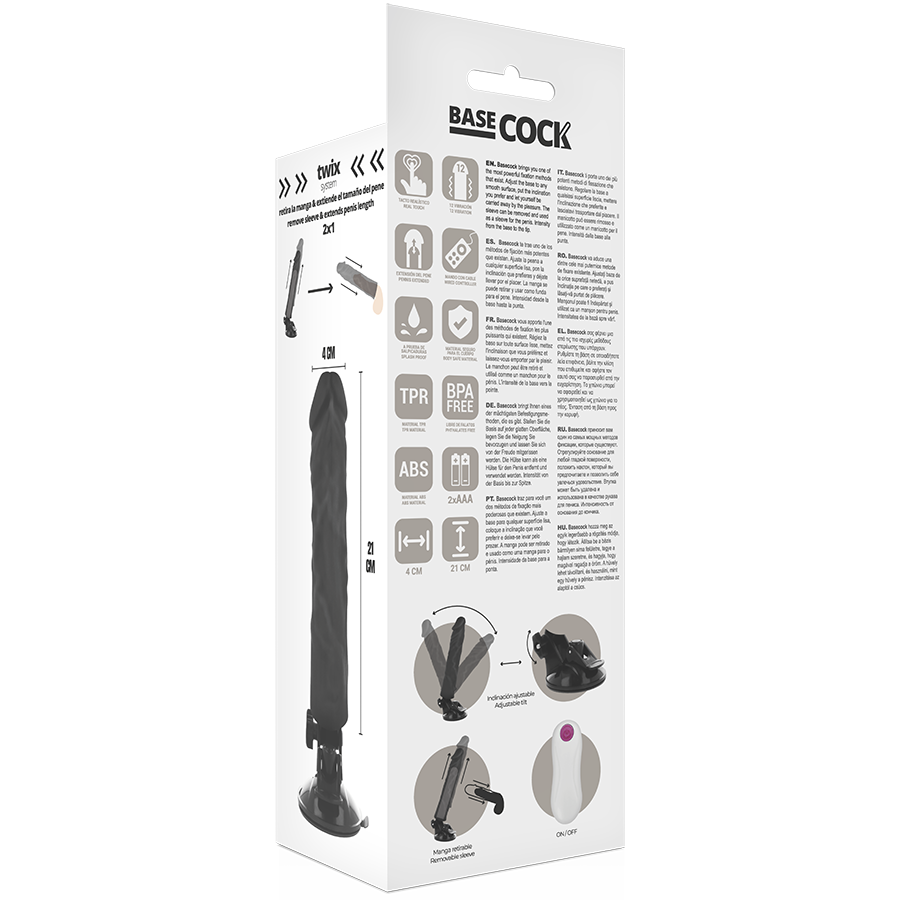 Basecock Realistic Vibrator Remote Control Flesh 21 Cm -O- 4 Cm