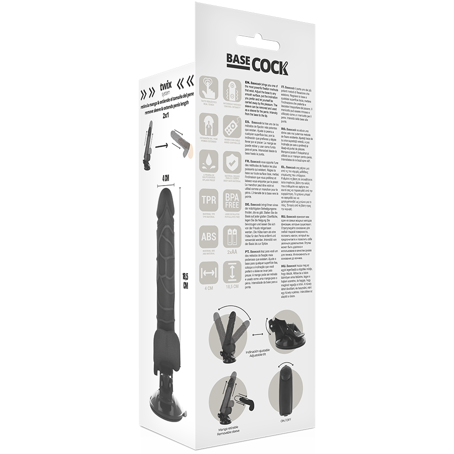 Basecock Realistic Vibrator Remote Control Flesh 18.5 Cm -O- 4Cm