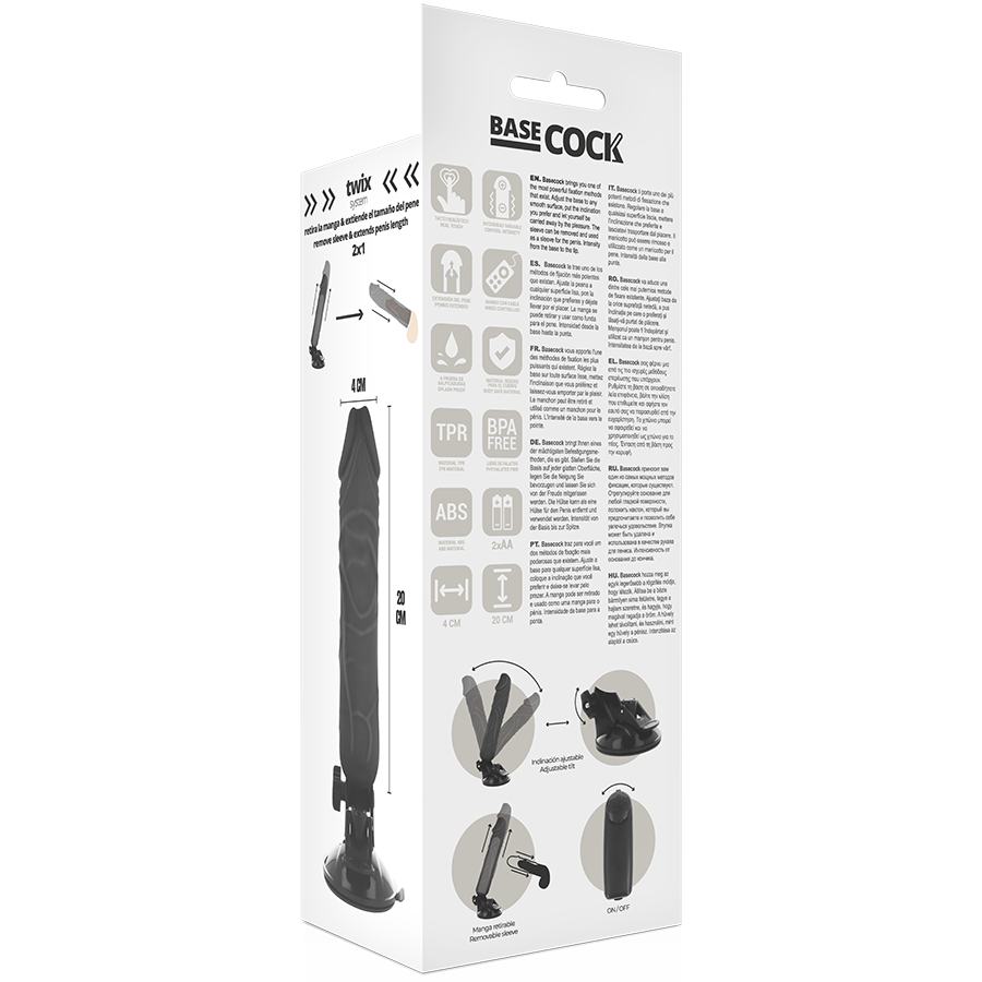 Basecock Realistic Vibrator Remote Control Flesh 20 Cm -O- 4 Cm