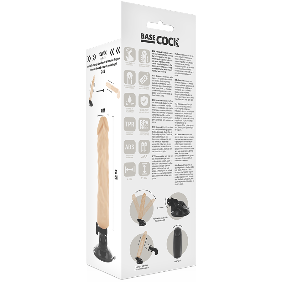 Basecock Realistic Vibrator Remote Control Flesh 21 Cm -O- 4 Cm