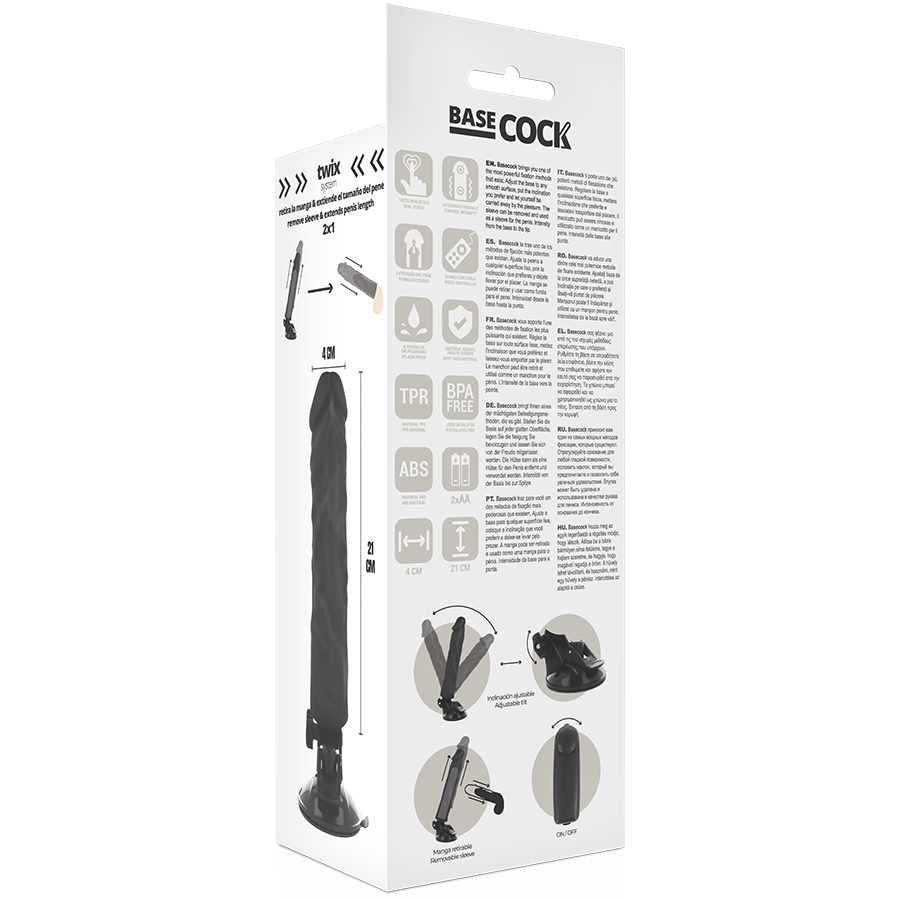 Basecock Realistic Vibrator Remote Control Flesh 21 Cm -O- 4 Cm