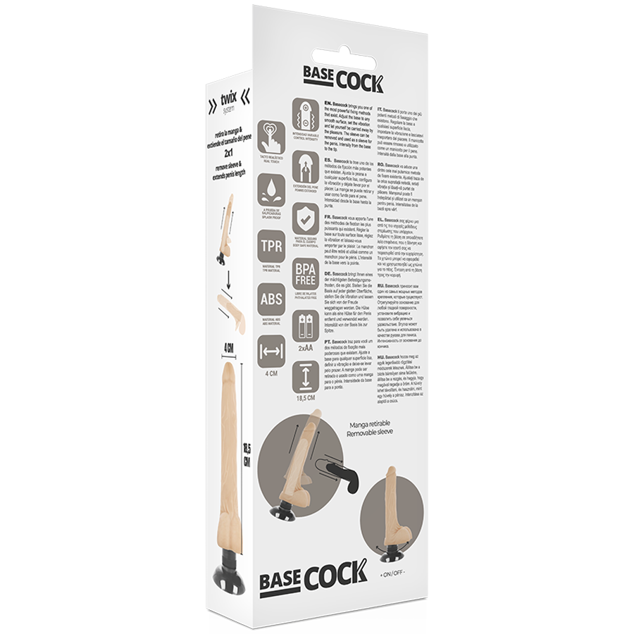 Basecock Realistic Vibrator 2-1 Flesh 18.5 Cm -O- 4 Cm