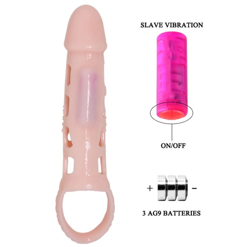 Baile For Him Baile - Penis Extender Cover With Vibration And Natural Strap 13.5 Cm