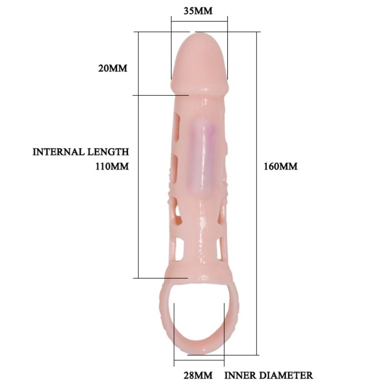 Baile For Him Baile - Penis Extender Cover With Vibration And Natural Strap 13.5 Cm