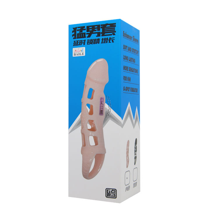 Baile For Him Baile - Penis Extender Cover With Vibration And Natural Strap 13.5 Cm