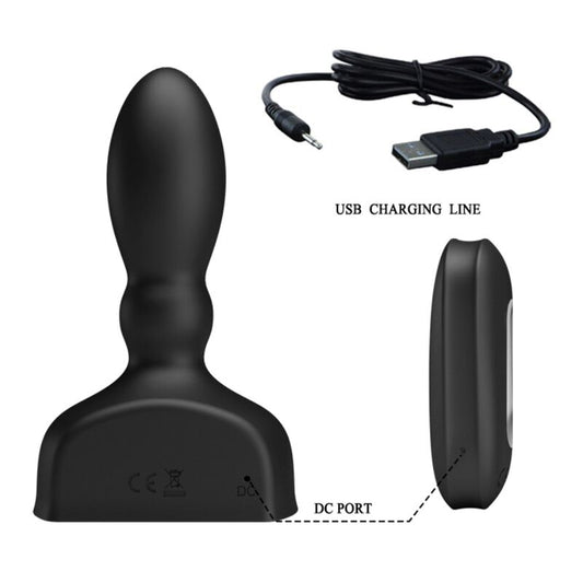 Mr Play Black Inflatable Anal Plug Remote Control