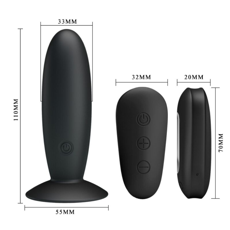 Mr Play Anal Plug With Vibration Black Remote Control