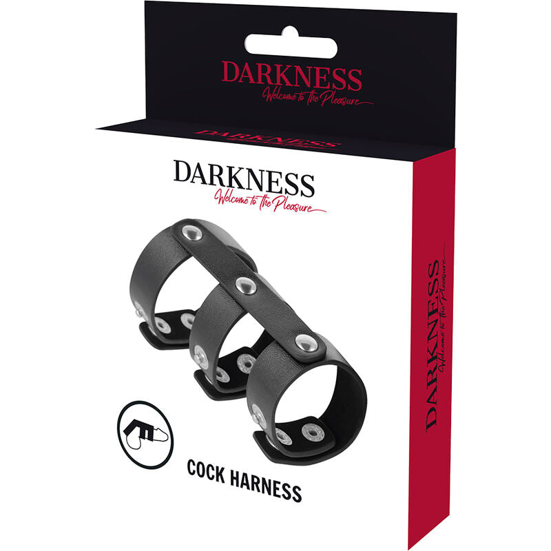 Darkness Bondage Darkness - Adjustable Leather Double Penis And Testicle Ring