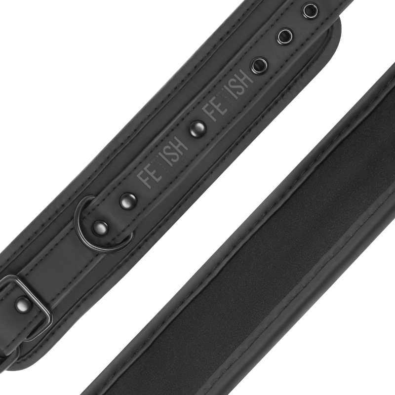 Fetish Submissive Bondage Fetish Submissive - Vegan Leather Necklace And Handcuffs With Noprene Lining