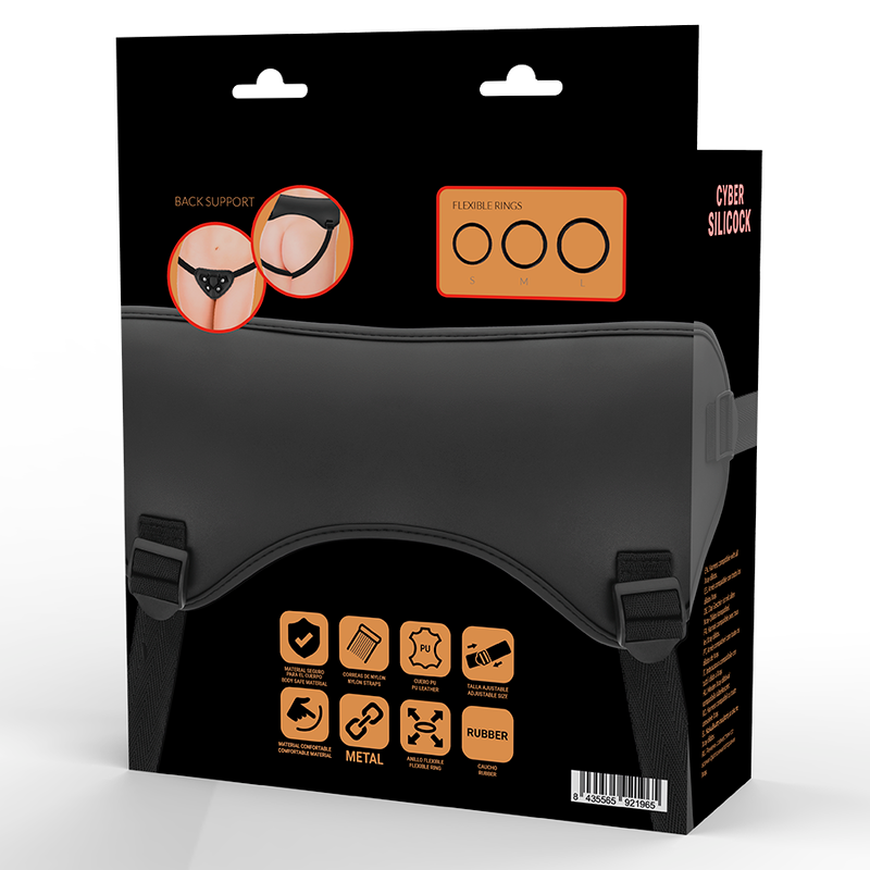 Cyber Silicock Strap-On Harness With 3 Rings Free
