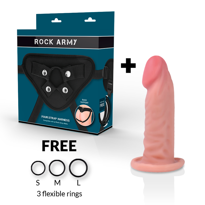 Rock Army Rockarmy - Harness + Dual Density Tiger Realistic Dildo 14 Cm -O- 4.46 Cm