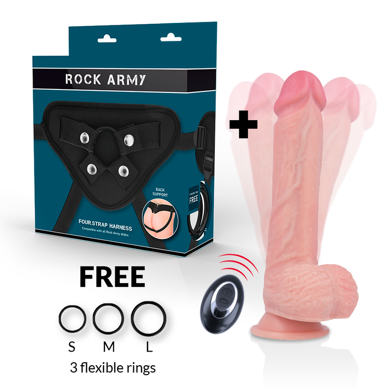 Rock Army Rockarmy - Harness + Liquid Silicone Vibrator Premium Apache Remote Control 20.5 Cm -O- 4.62 Cm
