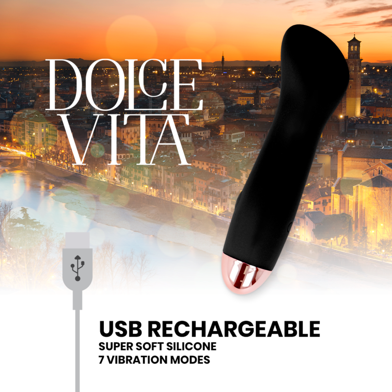Dolce Vita Rechargeable Vibrator One Black 7 Speed