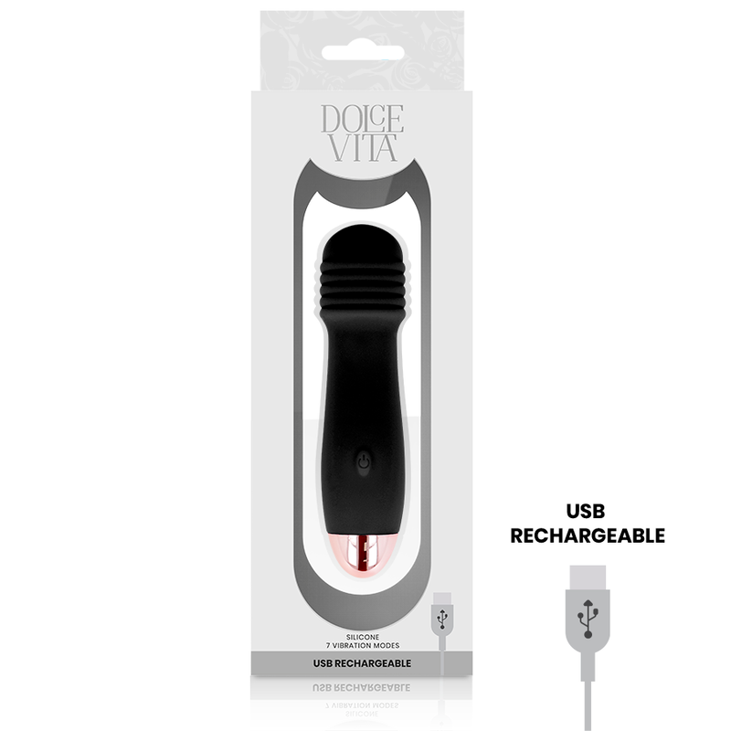 Dolce Vita Rechargeable Vibrator Three Black 7 Speed