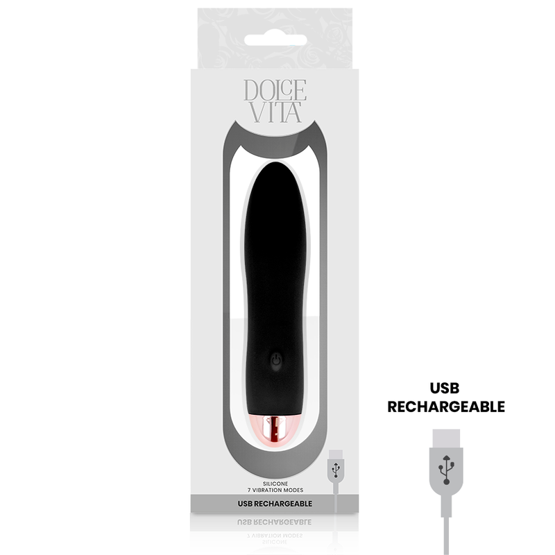 Dolce Vita Rechargeable Vibrator Four Black 7 Speeds