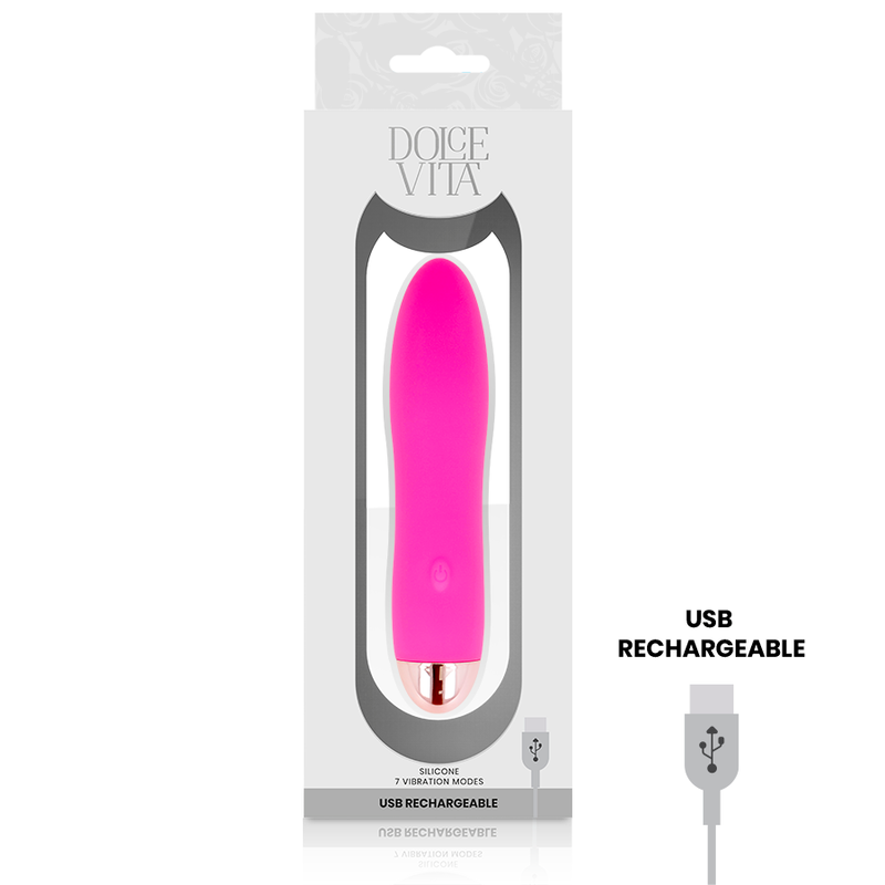 Dolce Vita Rechargeable Vibrator Four Pink 7 Speeds