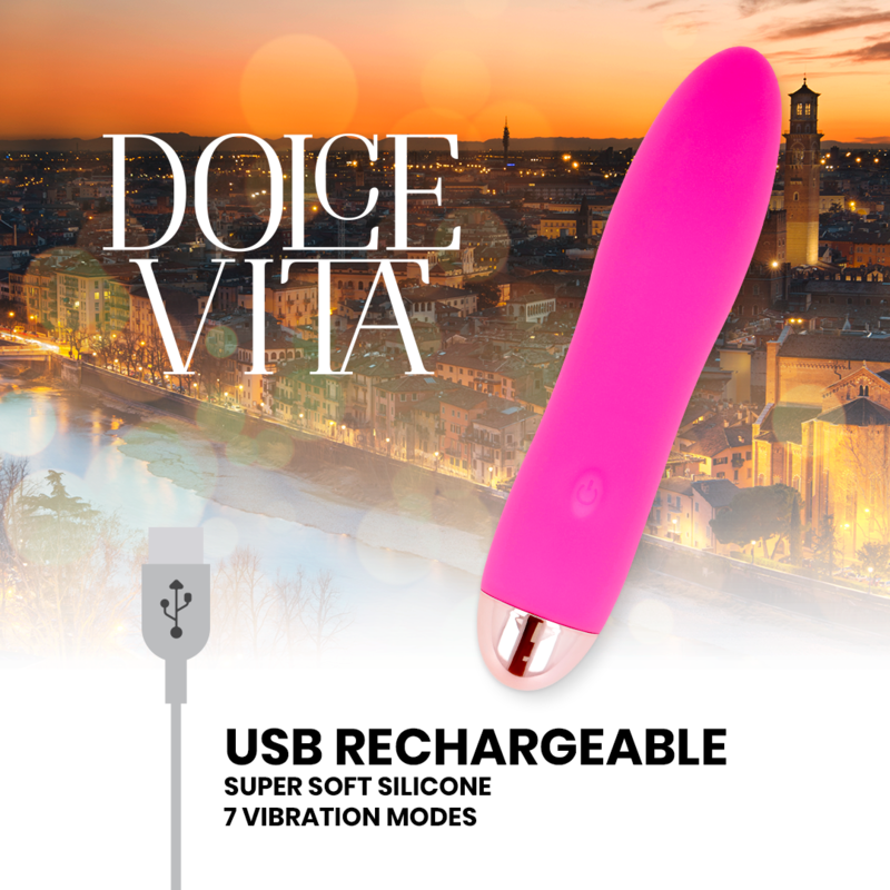 Dolce Vita Rechargeable Vibrator Four Pink 7 Speeds
