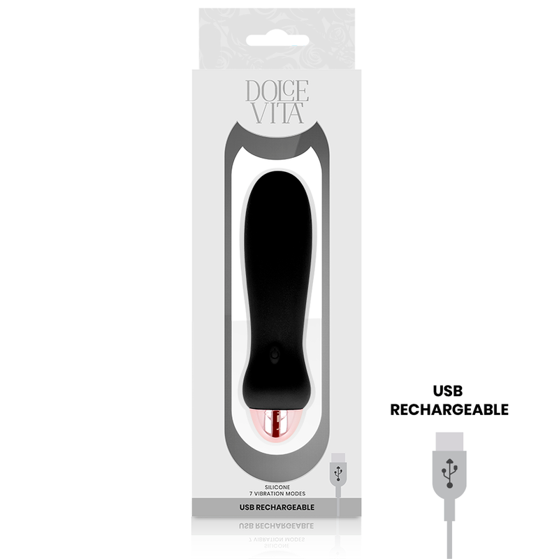 Dolce Vita Rechargeable Vibrator Five Black 7 Speeds