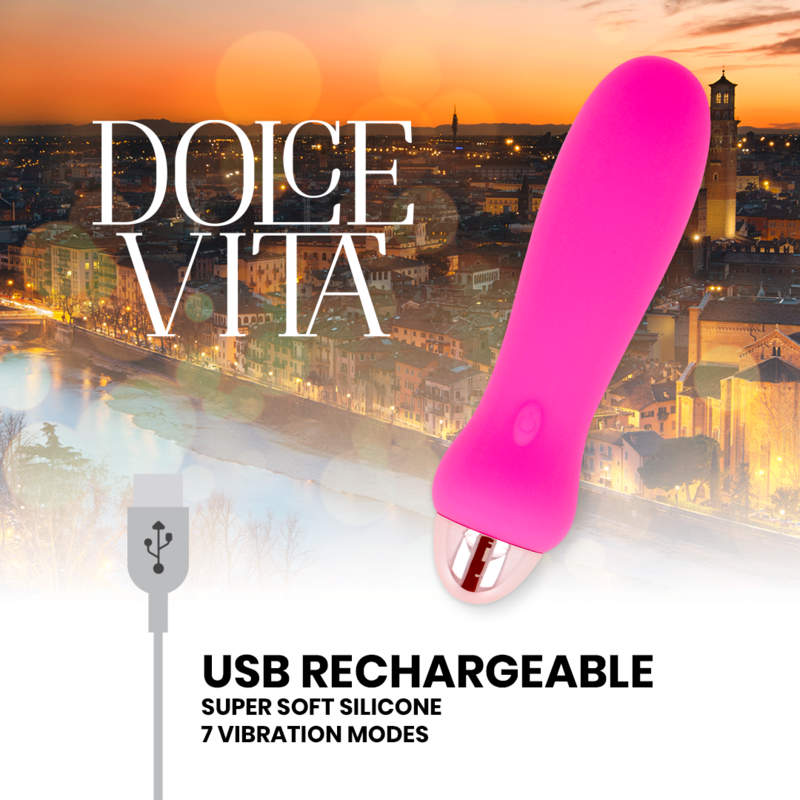 Dolce Vita Rechargeable Vibrator Five Pink 7 Speeds