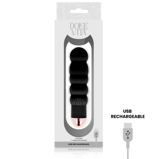 Dolce Vita Rechargeable Vibrator Six Black 7 Speeds