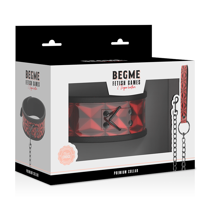 Begme Red Edition Begme - Red Edition Premium Vegan Leather Collar With Neoprene Lining