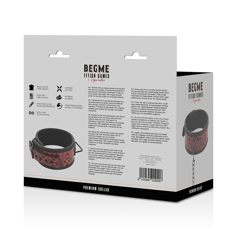 Begme Red Edition Begme - Red Edition Premium Vegan Leather Collar With Neoprene Lining