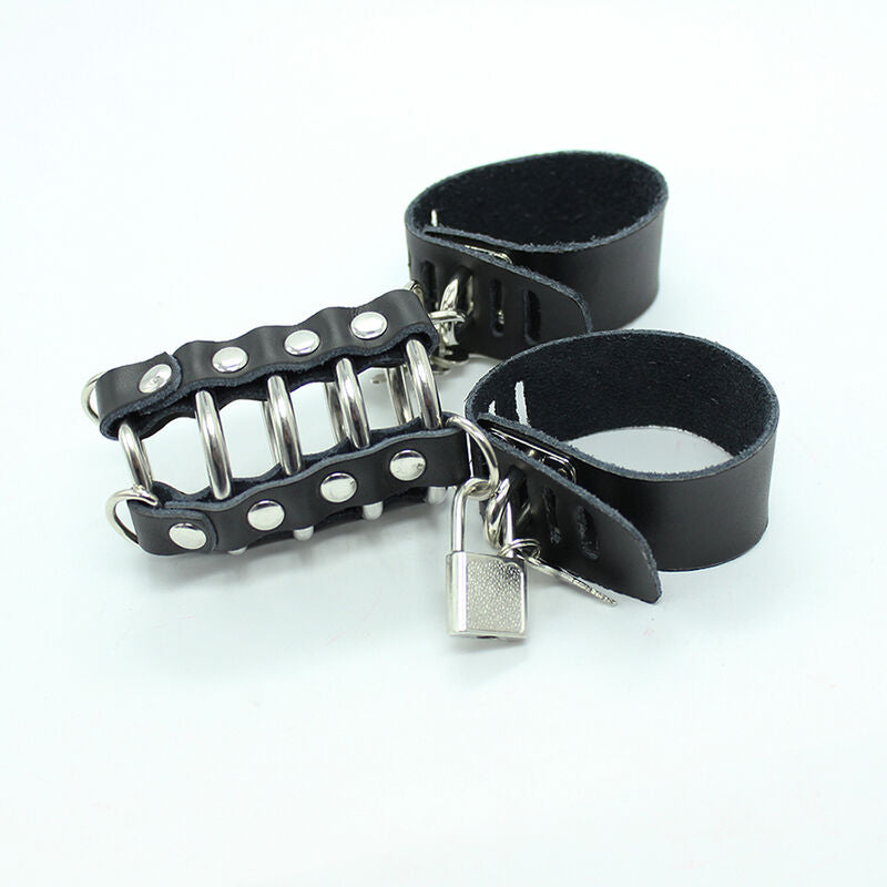 Ohmama Fetish Penis Cage With Metal Rings And Leather Straps