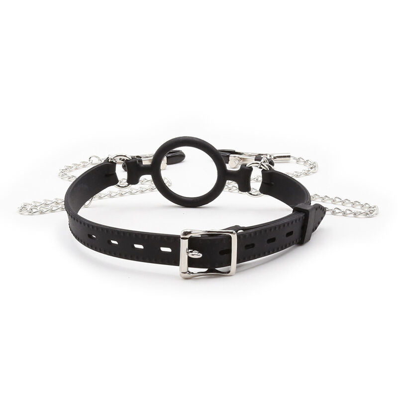 Ohmama Fetish Ring Gag With Chains And Nipple Clamps