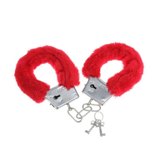 Diablo Picante Pleasure Furry Handcuffs Red