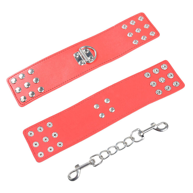 Ohmama Fetish Red Handcuffs With Snap Closure