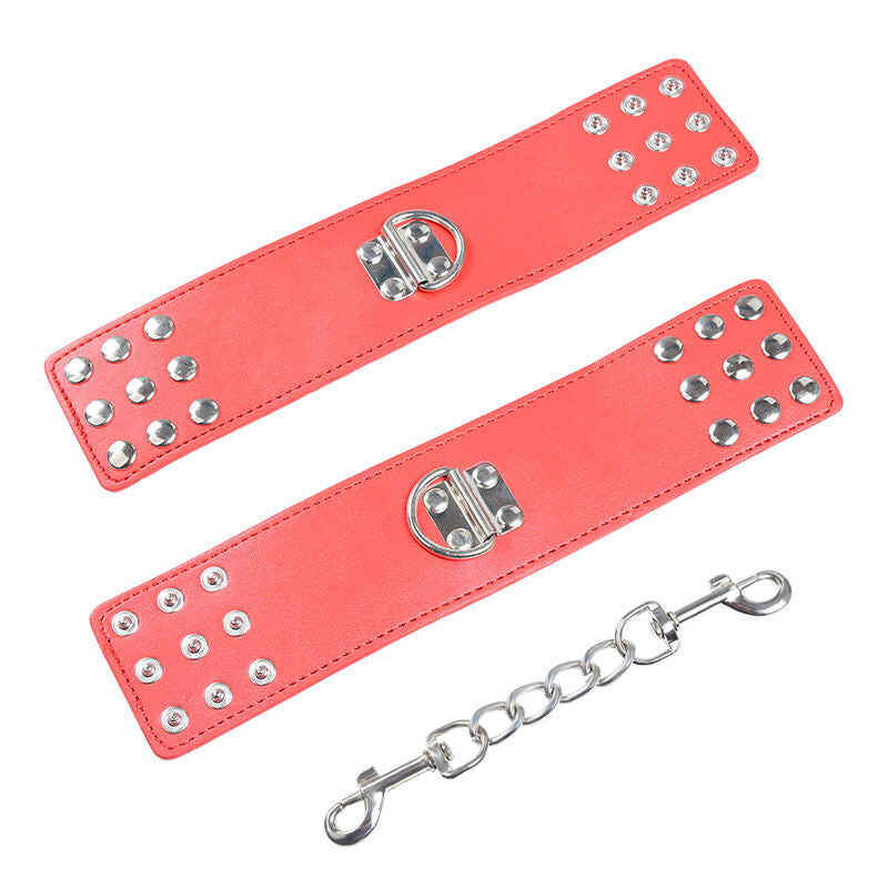 Ohmama Fetish Red Handcuffs With Snap Closure