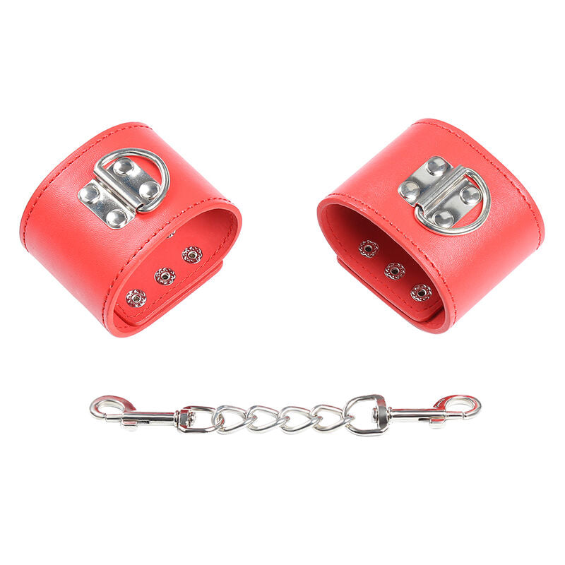 Ohmama Fetish Red Handcuffs With Snap Closure