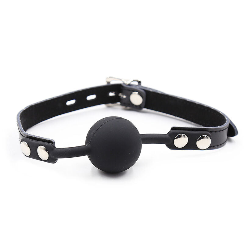 Ohmama Fetish Silicone Ball Gag With Leather Belt (Padlock Included)