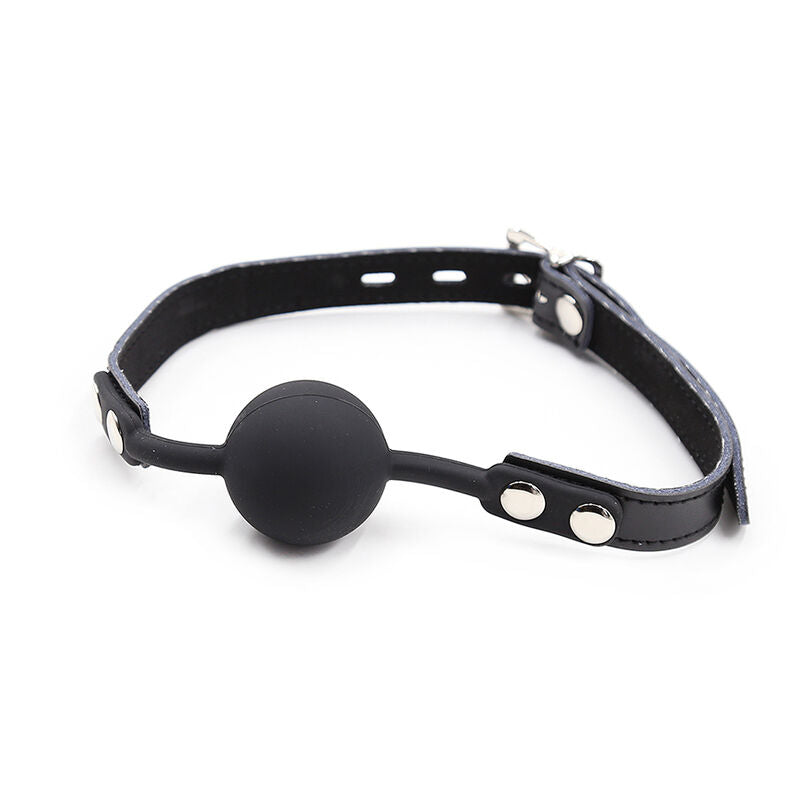 Ohmama Fetish Silicone Ball Gag With Leather Belt (Padlock Included)