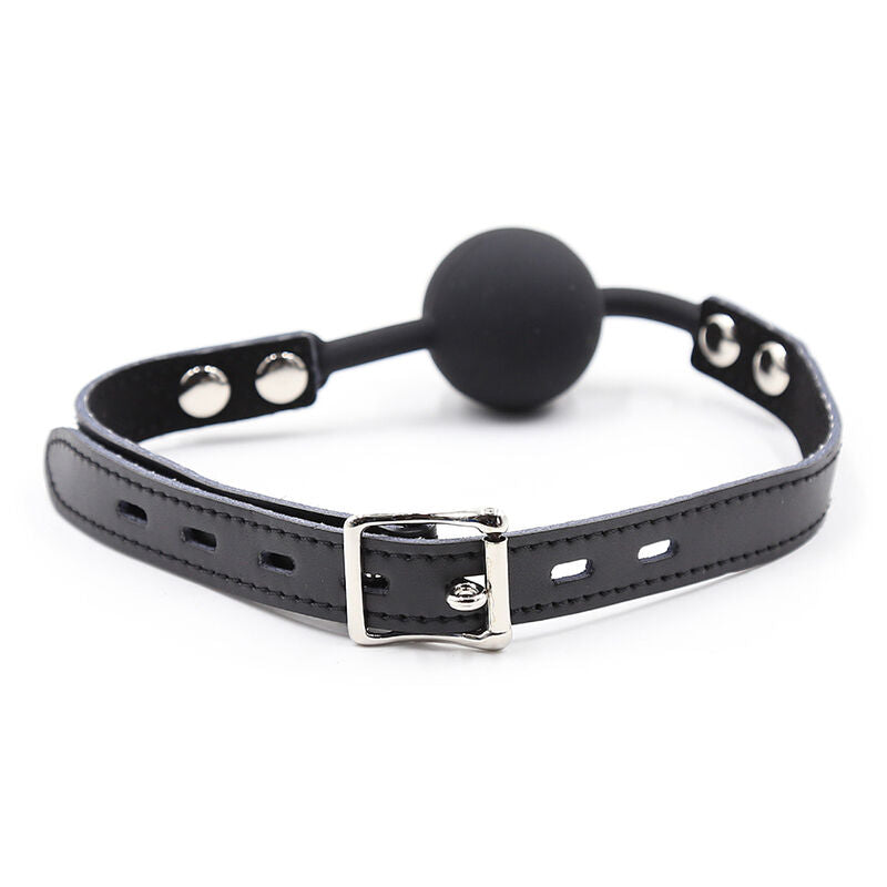 Ohmama Fetish Silicone Ball Gag With Leather Belt (Padlock Included)