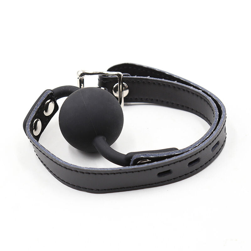 Ohmama Fetish Silicone Ball Gag With Leather Belt (Padlock Included)