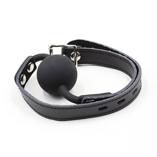 Ohmama Fetish Silicone Ball Gag With Leather Belt (Padlock Included)