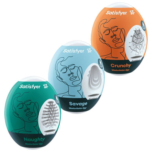 Satisfyer Masturbator Egg 3-pack Naughty, Savage, Crunchy
