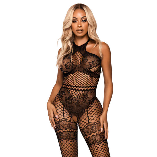 Leg Avenue Net Halter Bodystocking OS