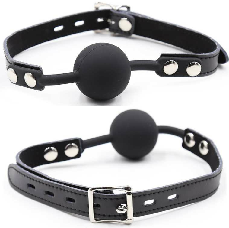 Ohmama Fetish Silicone Ball Gag With Leather Belt (Padlock Included)