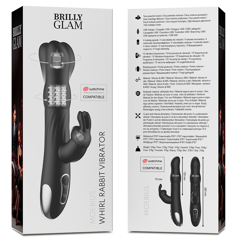Brilly Glam Moebius Rabbit Vibrator & Rotator Compatible With Watchme Wireless Technology