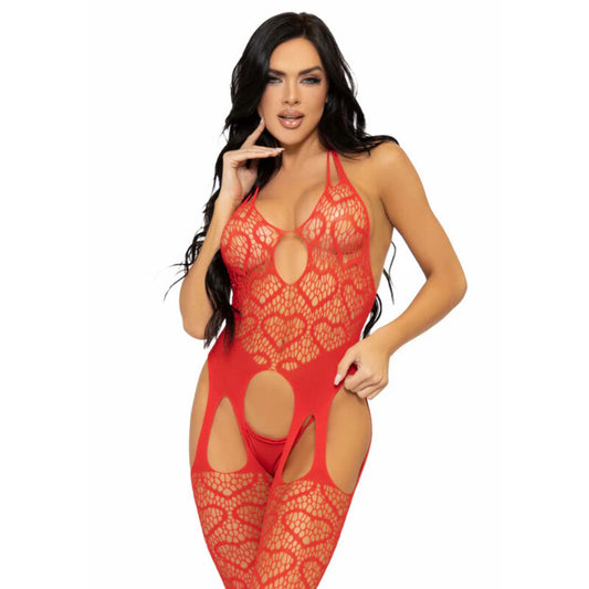 Leg Avenue Bodystockings Leg Avenue - Bodystocking De Red Con Tirantes Talla Única - Negro