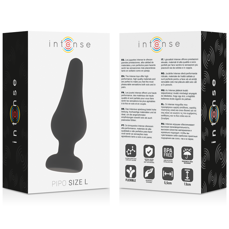 Intense Anal Toys Intense - Anal Plug Pipo L Black Silicone 13 Cm
