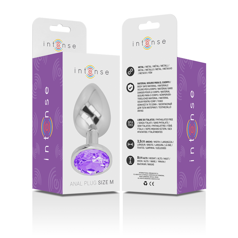 Intense Anal Toys Intense - Aluminum Metal Anal Plug With Violet Crystal Size M