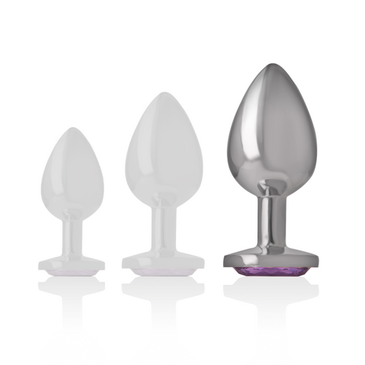 Intense Anal Toys Intense - Aluminum Metal Anal Plug With Violet Crystal Size L