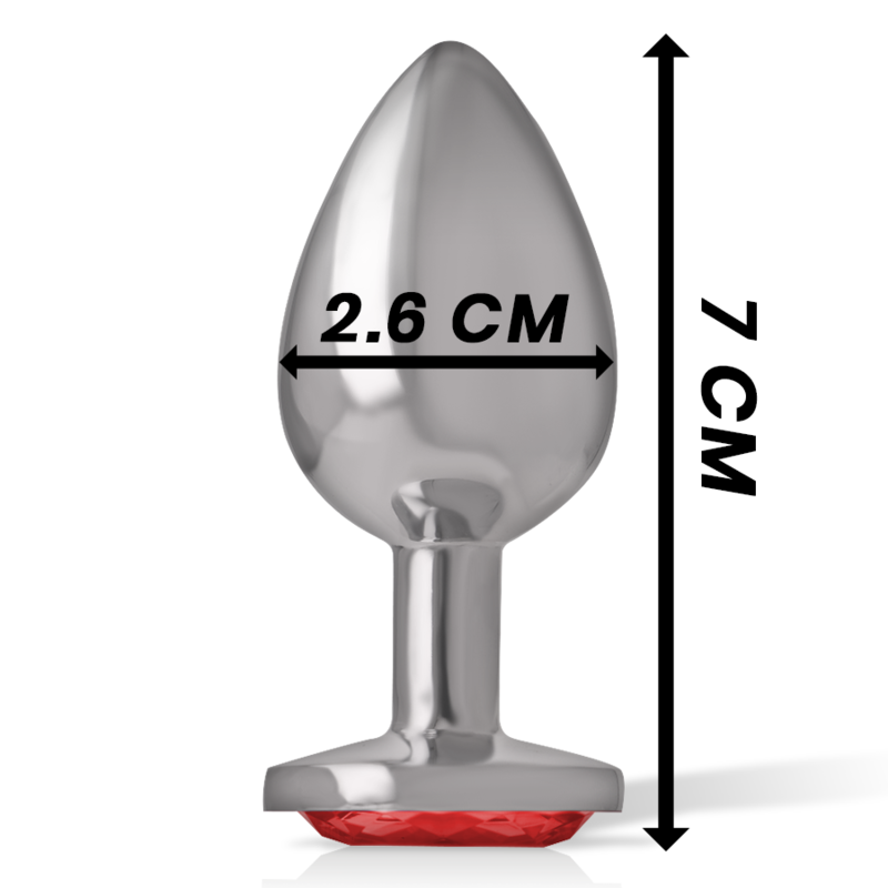 Intense Anal Toys Intense - Aluminum Metal Anal Plug With Red Crystal Size S